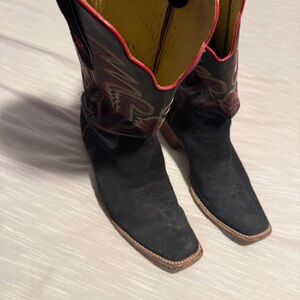 Men's Black and Red Cowboy Boots